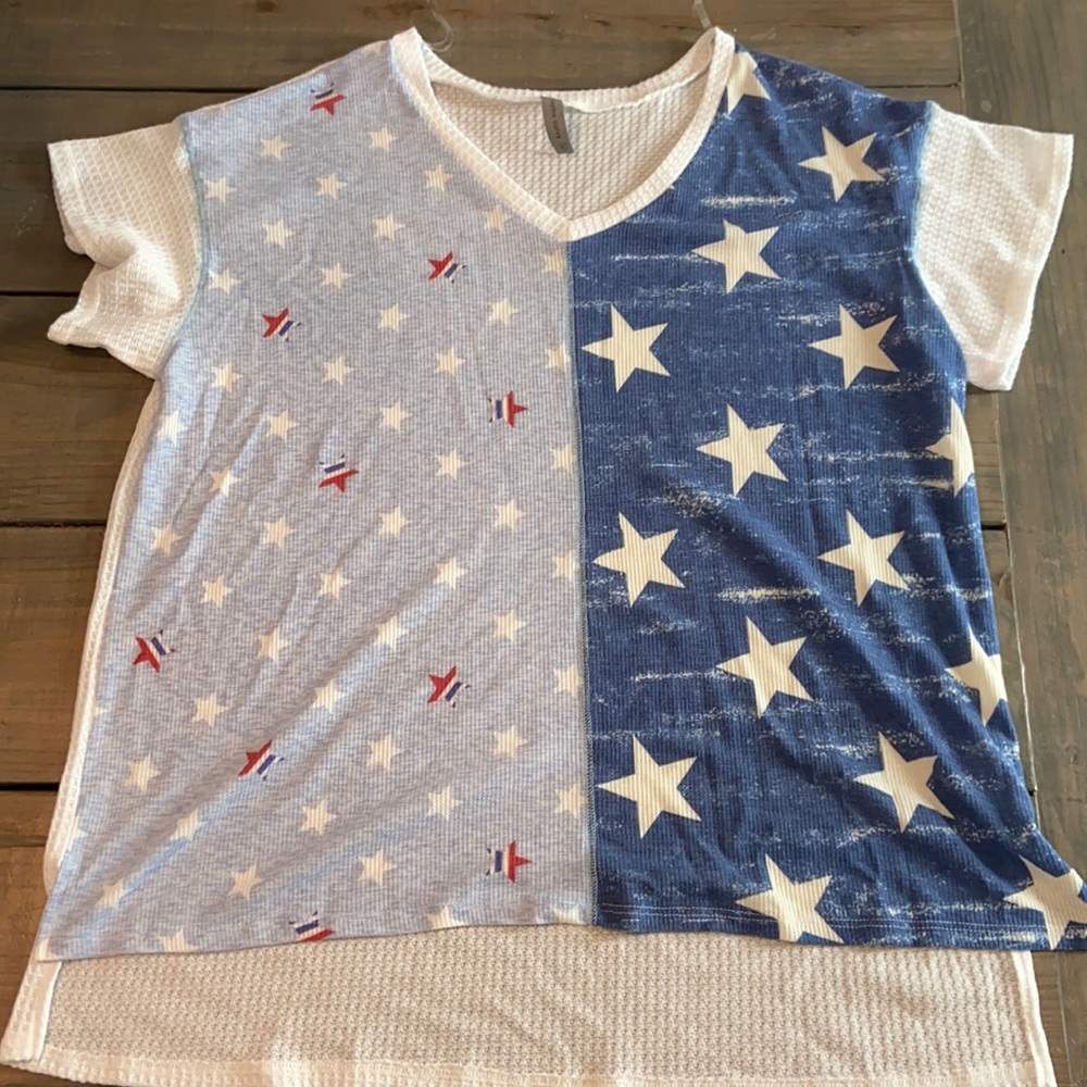 White and Blue Split Shirt